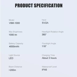 Gaciron V9M-1000 - Cykellygte